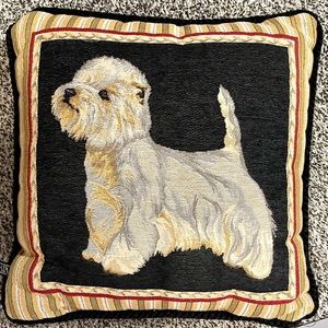Double Sided Vintage Borgata Tapestry Pillow West Highland Terrier Westie Dog